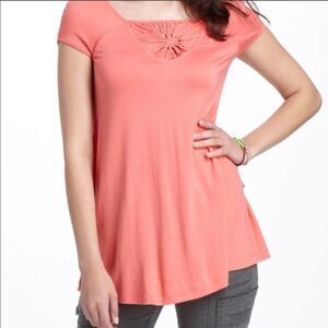 ANTHROPOLOGIE | VANESSA VIRGINIA Coral Cap Sleeve Tunic Top Women’s Size X-Small